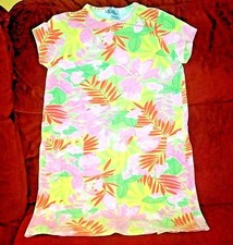 Lily Pullitzer Leaves Frogs Nature Print Stretch Dress Girls 8 Pink Orange Green