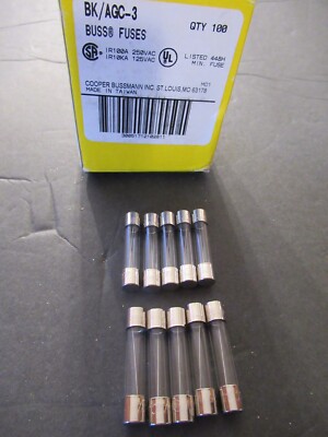 TEN (10) Buss BK/AGC-3 AGC-3 AGC3  250V BUSSMANN FUSES  NOS New