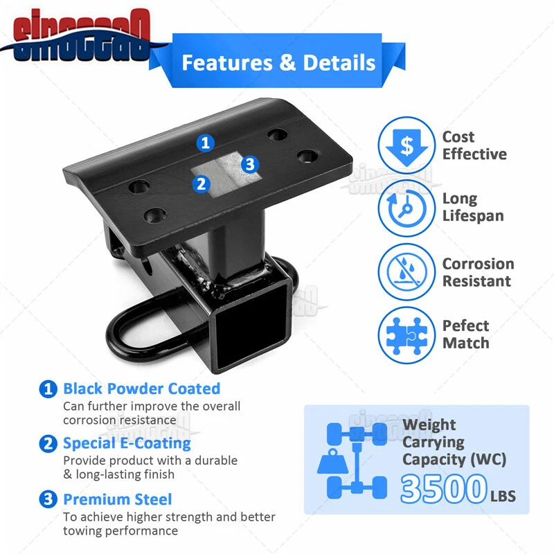Receptor de enganche de remolque de 2" para Volkswagen Tiguan Clase 3 2009-2017 Foto 4 de 4