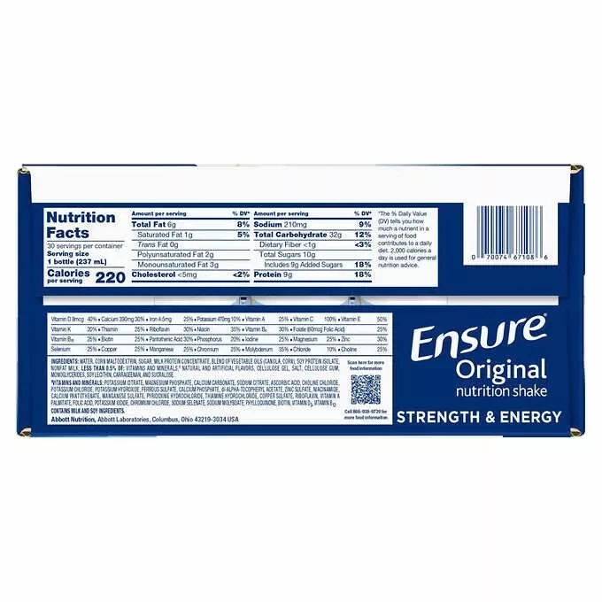 Batido de vainilla Ensure Original Nutrition 8 fl. OZ., Paquete de 30 ~ Exp 12/2025 Foto 4 de 4