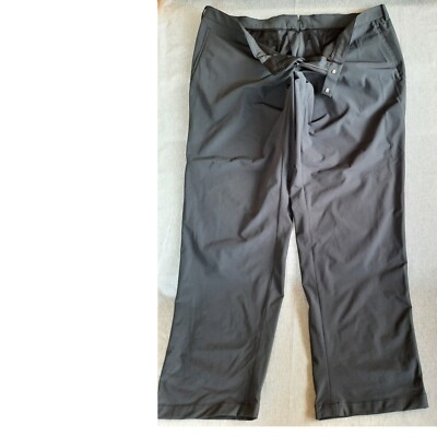 Sene Men's 44X36 Performance Flex Tech Wide Leg Belted Trouser Pants Solid Gray