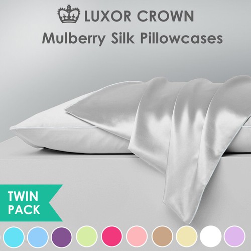 2x Mulberry Silk Standard Pillow Case Slip Protector Genuine 25 Momme