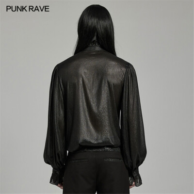 PUNK RAVE Men Black Steampunk Punk Rock Gothic Long Sleeve