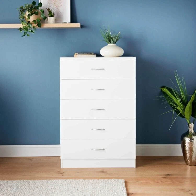 Lokken 5 Drawer Chest Enhances Bedroom Decor While Expanding Your Storage Option