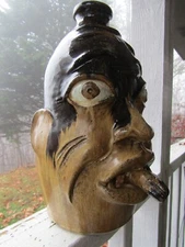 Face Jug by Charlie WEST, Southern Folk Pottery, with CIGAR, signed