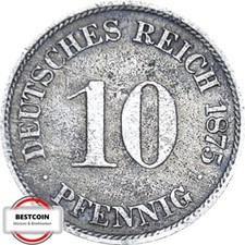 J 4  10 Pfennig KAISERREICH von 1875 A in S+  927140