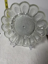  11"HEAVY HOBNAIL CLEAR GLASS DEVILED EGG PLATTER PLATE SERVING DISH