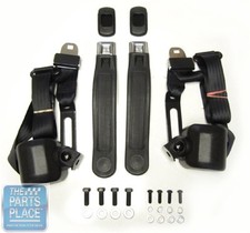 1968-73 Nova 3 Point Retractable Bucket Seat Belts W Starburst Push Button Set