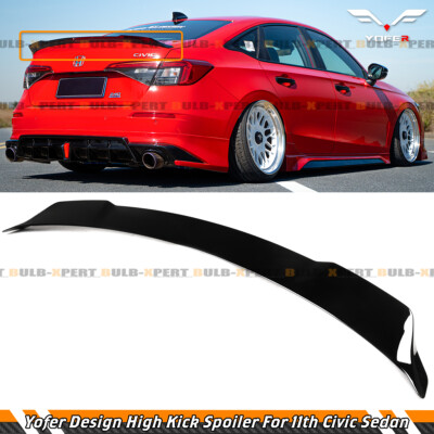 FOR 2022-26 11th Gen Honda Civic Sedan Yofer Gloss Black High Kick Trunk Spoiler
