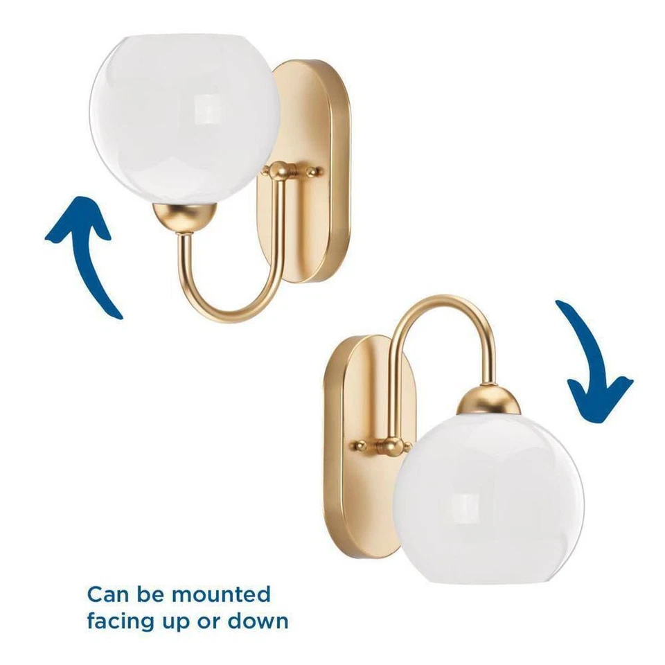 Progress Lighting Carisa Collection 1-Light Vintage Gold Opal Bath Vanity Light - Image 4 of 4