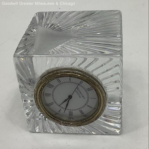 Waterford Crystal Meridian Cub Desk Clock Paperweight