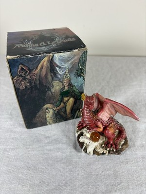 Vintage 2000 WU Myths Legends Red Dragon Figurine Boxes Crystal Orb Summit