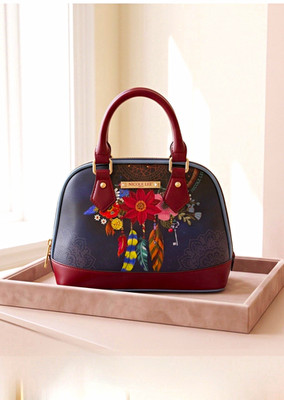 Nicole Lee Floral Dreamcatcher Dome Satchel Top Handle Zip w/ Detachable Strap