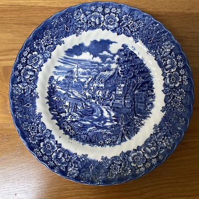 British Anchor Memory Lane blau und weiß Transferware Eisensteinplatte