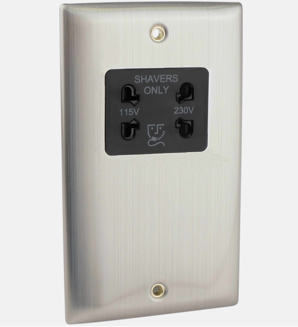POWER PRO Dual Voltage Shaver Socket, Brushed Steel - Black inserts (18)