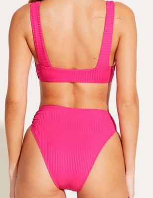 B: ) Skylar Bralette Top Lolita High Waist Bikini Bottoms Pink Xl 