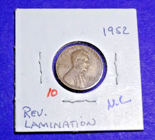 VINTAGE 1952-P LINCOLN CENT PENNY  LAMINATION PEEL ERROR   U-GRADE - #10