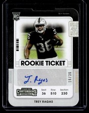 2021 Panini Contenders Rookie Ticket Stub Auto Trey Ragas 16/36 #286