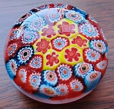 Murano Glass Millefiori Paperweight Art Close Packed Complex Canes Concentric