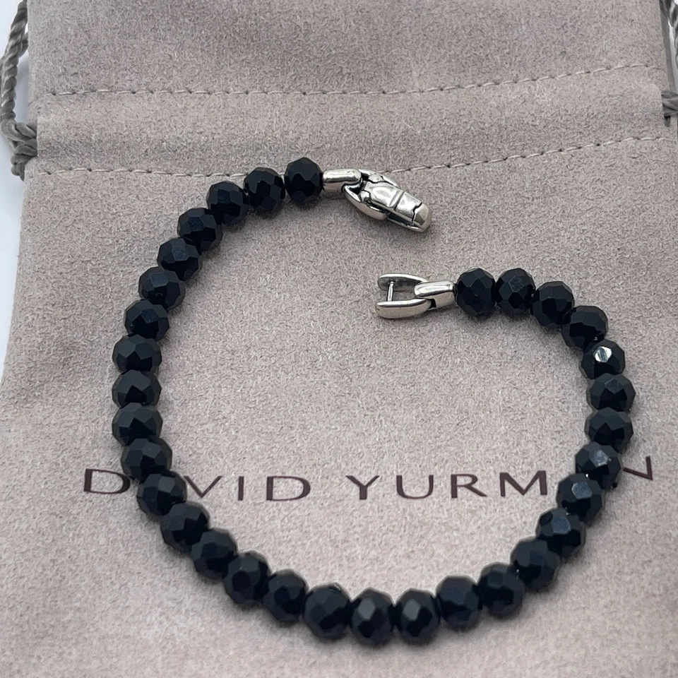 Pulsera David Yurman Plata de Ley 925 Espinela Negra Cuentas Espirituales Foto 3 de 4