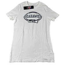 NFL Girls XL 16 White Seattle Seahawks NFL Football Short Sleeve T-Shirt NWT