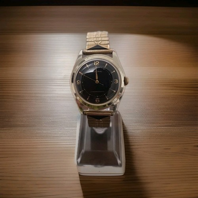 #ad Vintage Automatic K 402Hamilton Admiral Gold Filled Swiss Black Dial Mens Watch $350.00