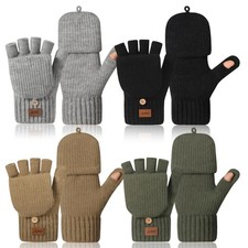 Winter Mittens Fingerless Gloves for Women Men,Upgraded Warm and Soft Thermal...