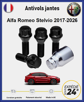 BIMECC 4x Antivol Radmuttern Schwarz Alfa Romeo Stelvio 2017-2026 M14x1,5 60°