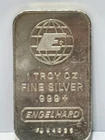 Vintage Engelhard 1 Troy Ounce 1 oz .999 Fine Silver bullion bar  1oz 999 Silver
