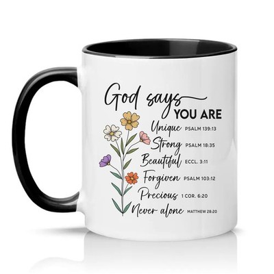 Gott sagt, du bist einzigartig Damen 11 Unzen Keramiktasse Bibelvers religiös Geschenk