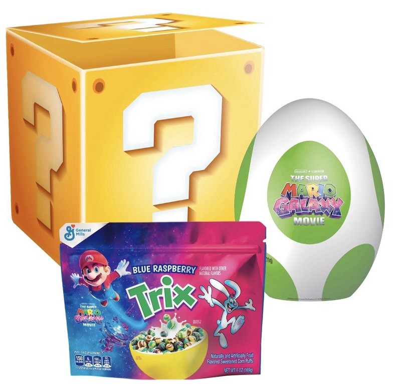 Super Mario Mystery Box with Yoshi Egg and Blue Raspberry Trix Cereal Pouch