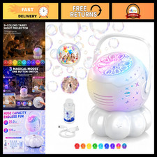 3-in-1 Rechargeable Bubble Machine for Kids, Night Light Star Projector, 30000 