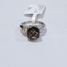 Sterling Silver Square Cut Smokey Quartz Solitaire Ring Size 10 NWT