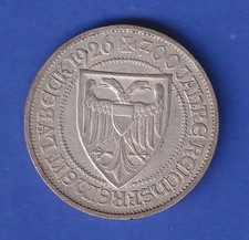Dt. Reich Silbermünze 700 Jahre Lübeck 3 Reichsmark 1926 A ss
