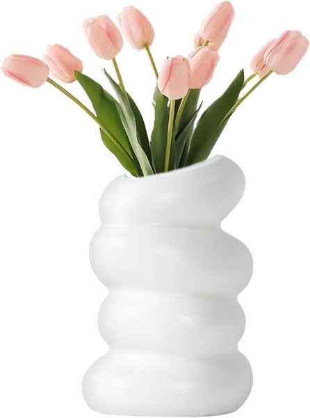 Vasen Deko Blumenvase Weiß Spiralvasen Moderne Vase Mini Tulpenvase Aus-image