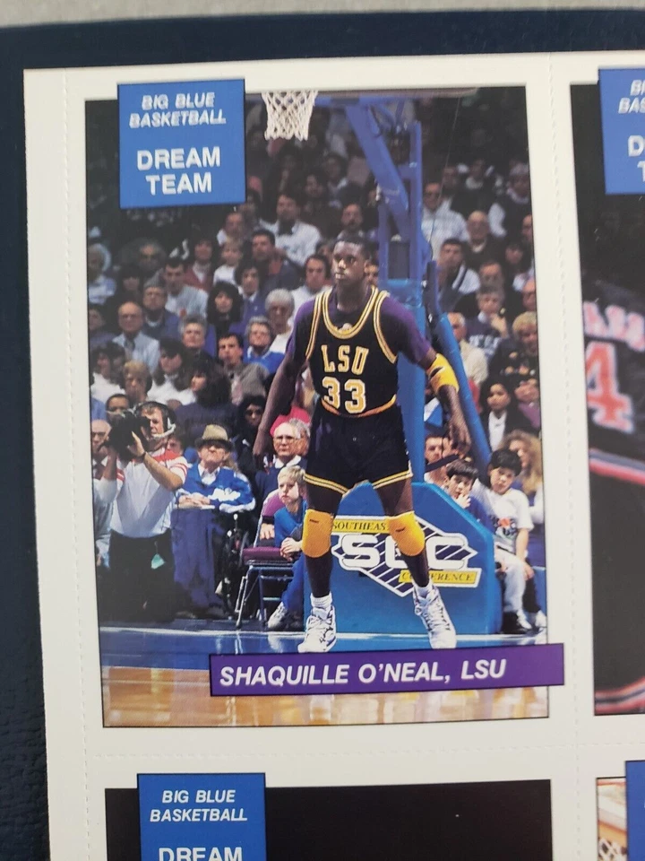 SHAQUILLE O'NEAL LSU FIRST TRUE Rookie RC Uncut Sheet 1990 Big Blue BEAUTY!!! - Image 2 of 4