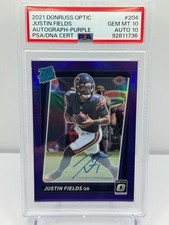 JUSTIN FIELDS 2021 Panini Donruss Optic Purple Rated Rookie Auto /35 PSA 10