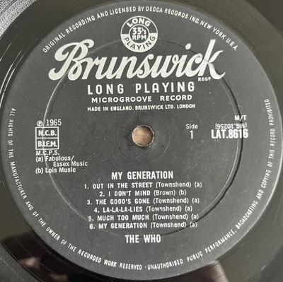 THE WHO - My Generation LP 1965 UK Brunswick LAT 8616 MONO Rare First Pressing