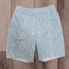 Johnnie-o Manteo Half Elastic Board Surf Shorts Trunks Blue Large