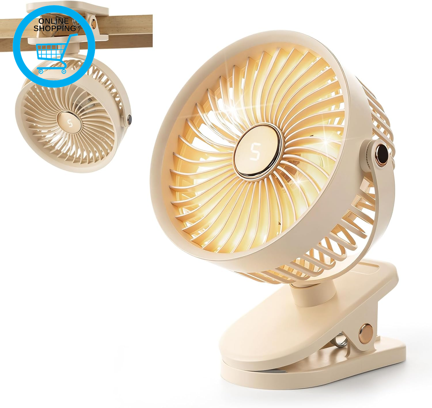 Portable Clip on Fan with 5 Speeds, 360° Rotation Rechargeable Pram Fan USB Desk