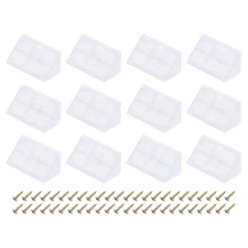 12 Pcs Plastic Corner Brace, 20x42x20mm Angle Bracket with Screws, Transparent