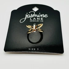 Jasmine Lane Gold X Criss Cross Ring Size 7 Modern Fashion Jewelry NWT