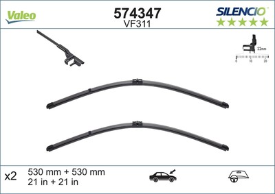 VALEO Wischblatt Scheibenwischer SILENCIO FLAT BLADE SET 574347 für AUDI 8N9 530