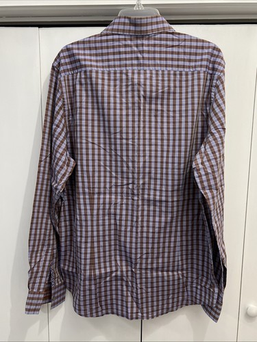 Robert Graham Hemd Herren XL lila/braun kariert Print Tailored Fit Knopfleiste - Bild 6 von 11