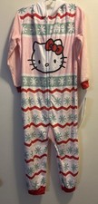 Hello Kitty Girl's XS 4/5 Holiday Fleece Hooded Pajama Sleeper Suit