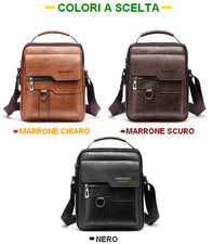 Borsello Uomo Pelle Tracolla Messenger Vintage per Lavoro Viaggio Outdoor