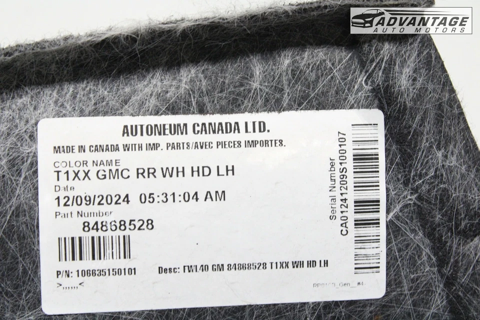 2020 - 2025 GMC SIERRA 2500 后方左四分之一轮屋衬里闪光灯盾原始设备制造商 — 第 4/4 张图片