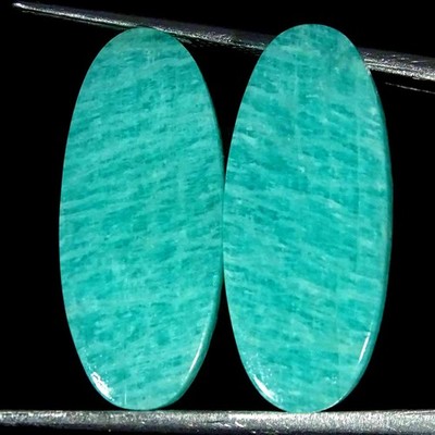 16.50Cts Natural Amazonite Pair Loose Gemstone Shape Oval Size 10x24x4mm