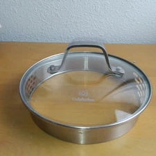 Calphalon Glass Lid Stainless Steel Drain Rim Comfort Grip Handle Cookware