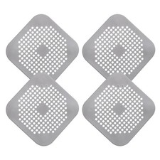 4pcs Shower Drain Hair Catcher 5.7" Dia Square Drain Cover for Shower Grey